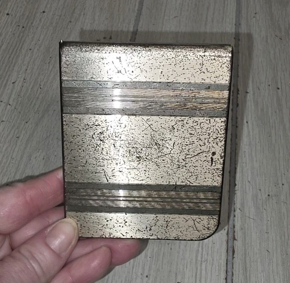 Vtg 40s-50s Elgin American Sterling Silver Cigarette Case Engine Turned 4oz USA